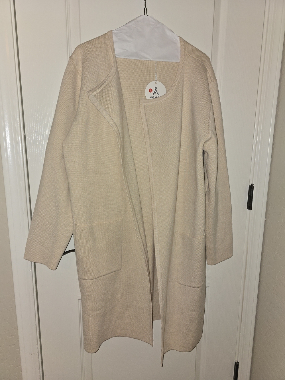 Anrabess NWT Beige Open-Front Long Cardigan Coatigan